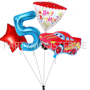 cars themed birthday balloons bouquet for sale online in Dubai