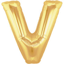 Letter V Golden Foil Balloon - 16in - PartyMonster.ae