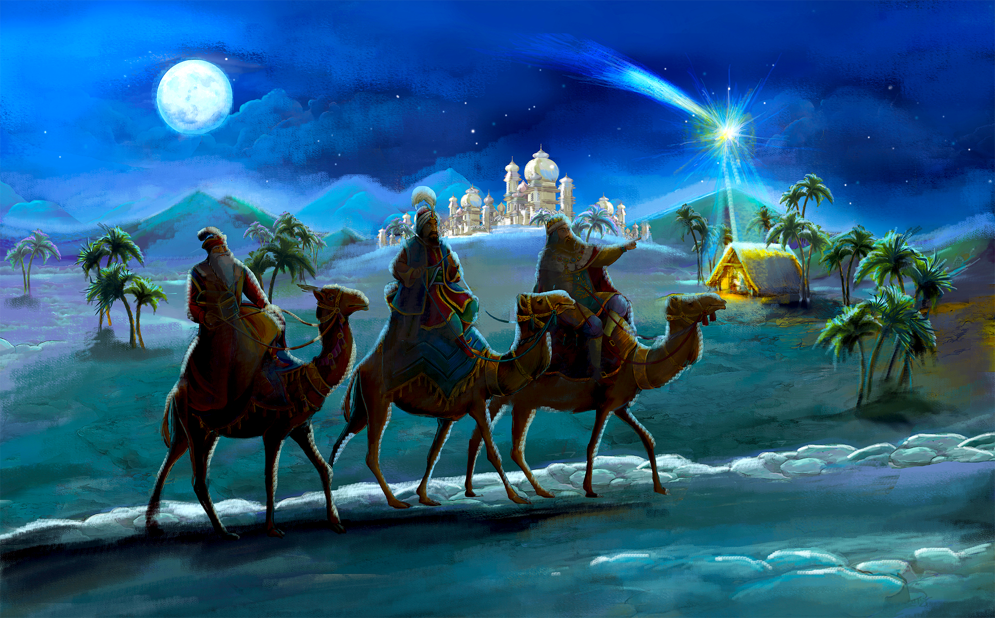 3 Wise Men Following the Star