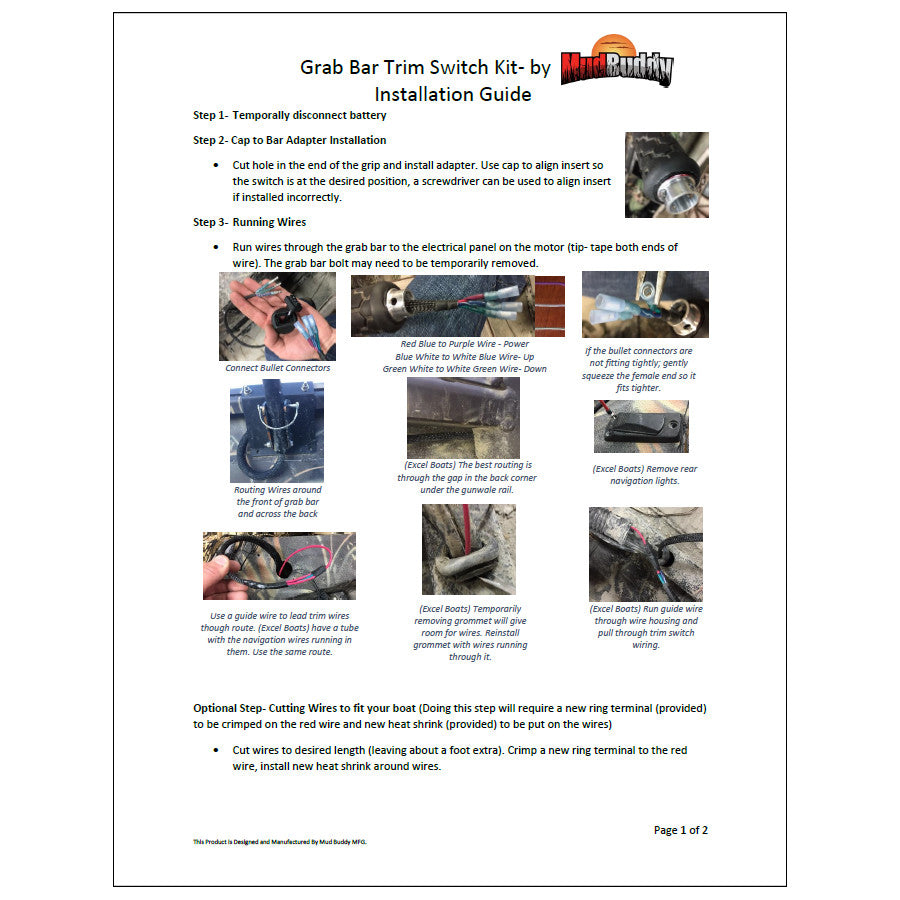 Adjustable Grab Bar Trim Switch Kit Installation Instructions