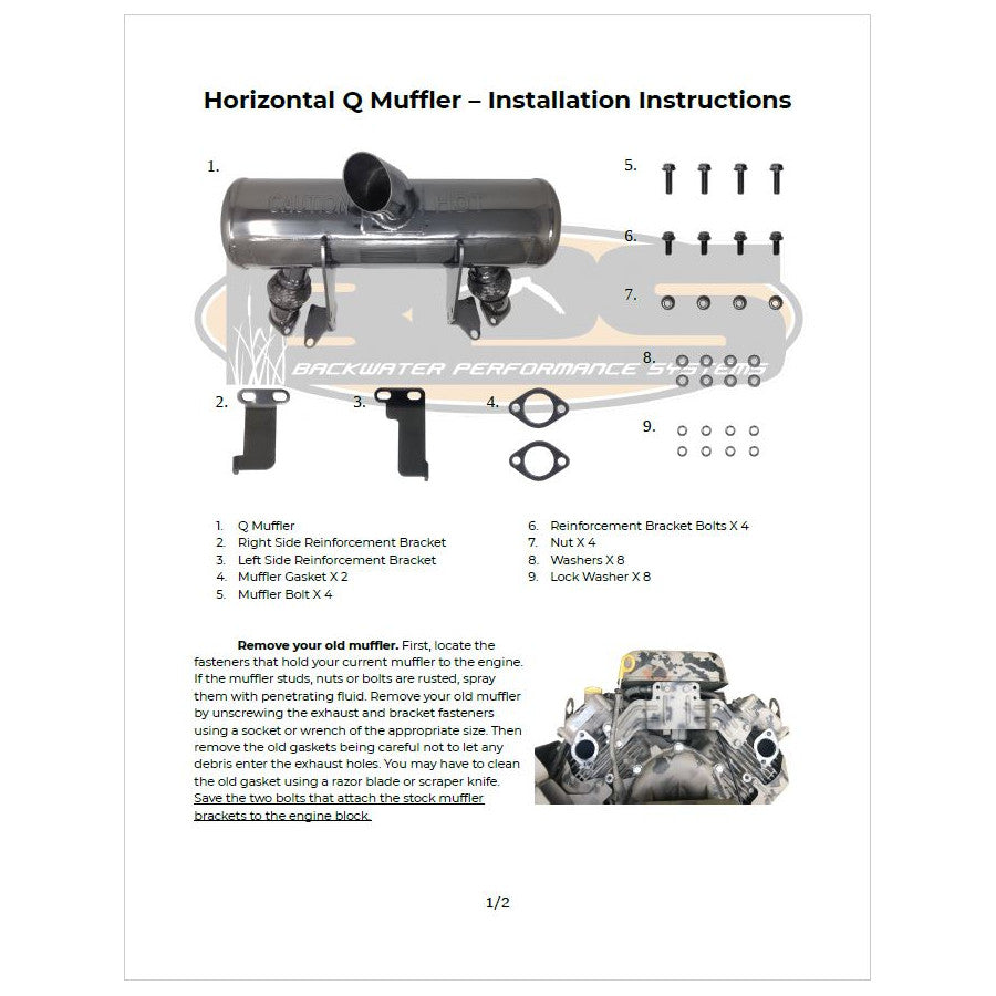 Horizontal Q Muffler Installation Instructions