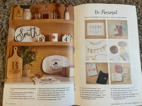 jane.com holiday catalog featuring our platter personalized plates