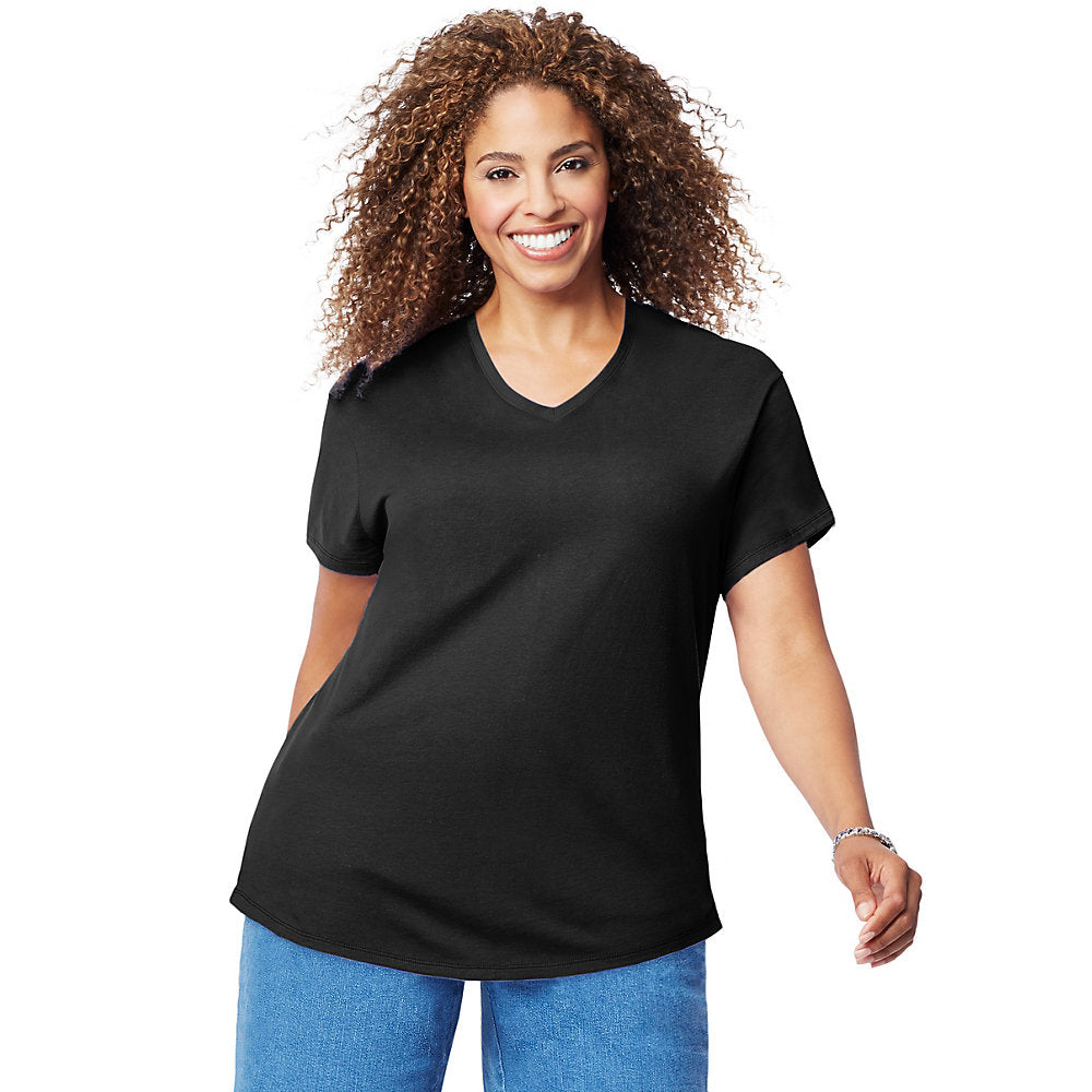 Just My Size Cotton Jersey Short-Sleeve V-Neck Women's Tee S