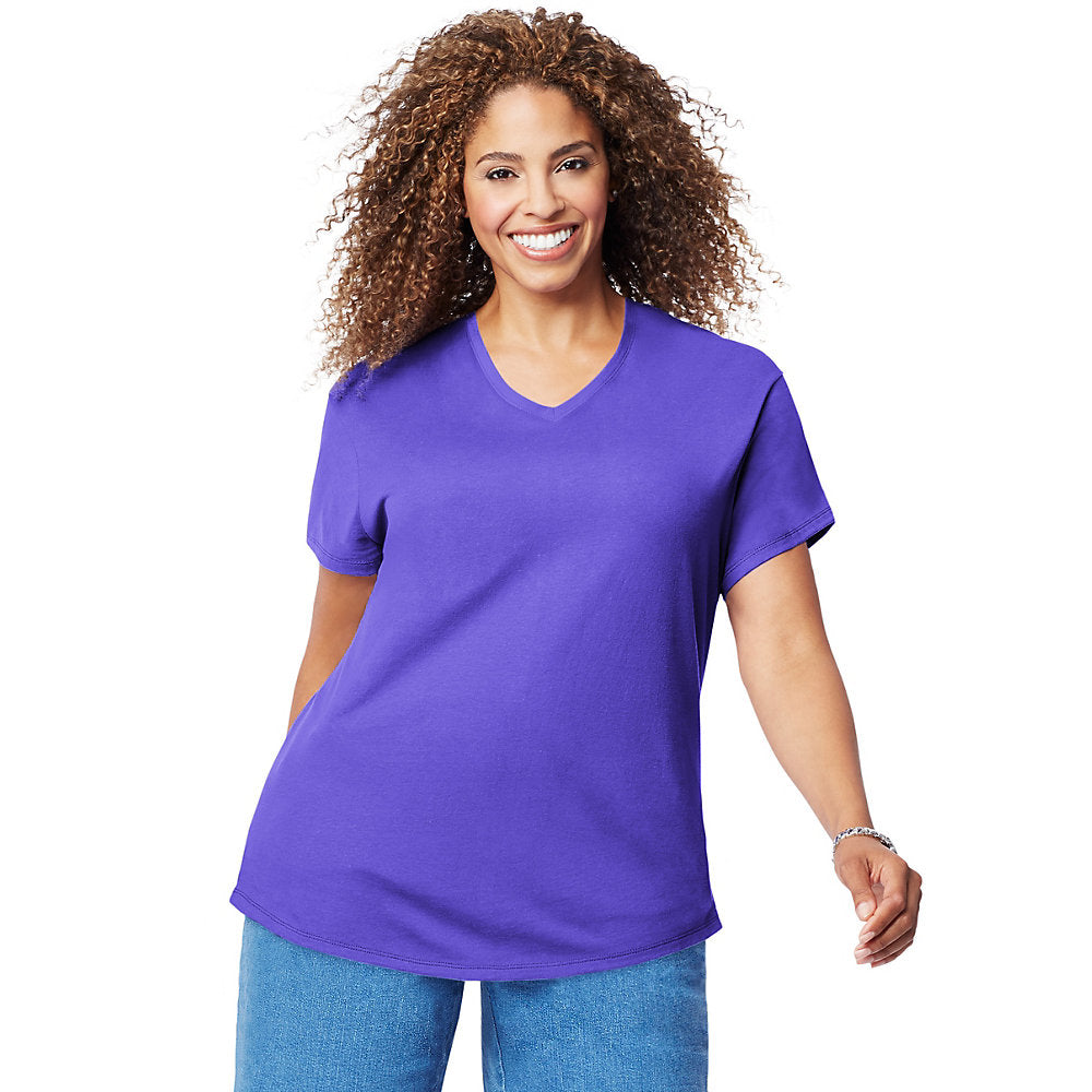 Just My Size Cotton Jersey Short-Sleeve V-Neck Women's Tee S