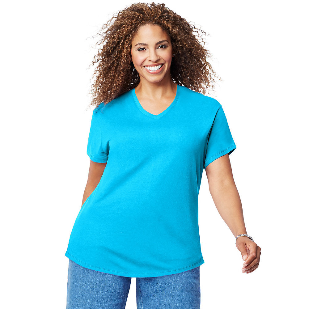 Just My Size Cotton Jersey Short-Sleeve V-Neck Women's Tee S