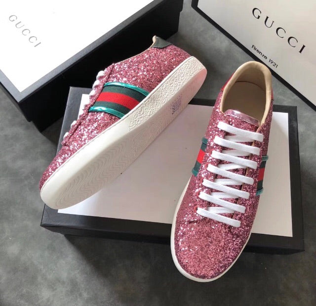 gucci ace glitter sneakers pink