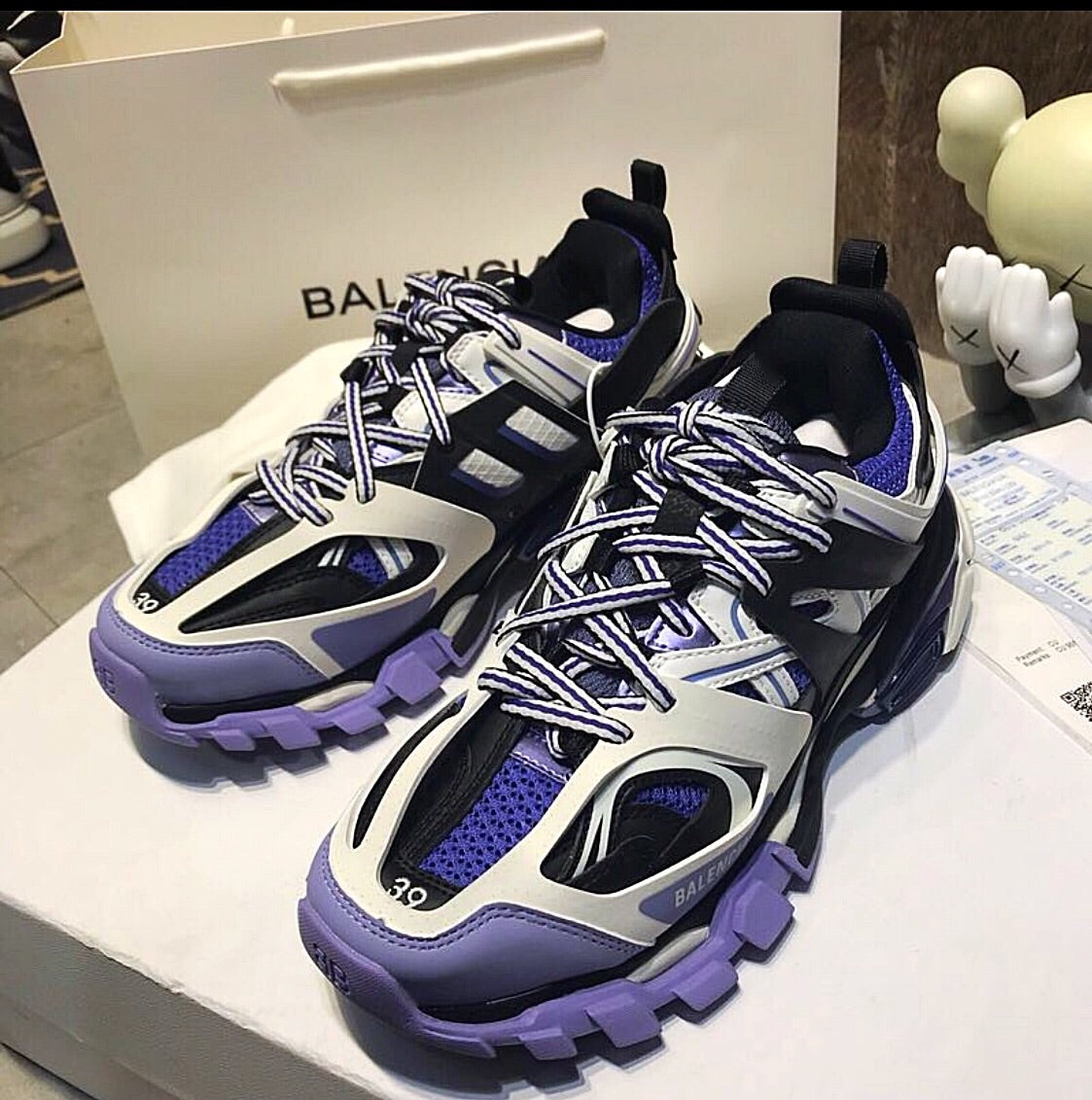 Balenciaga White Track Reflective Sneakers Browns