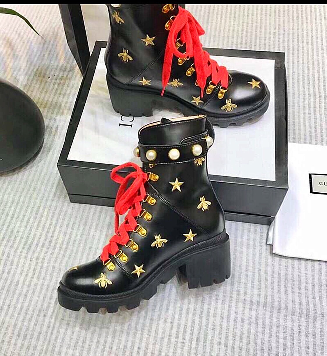 gucci boots with stars and bees