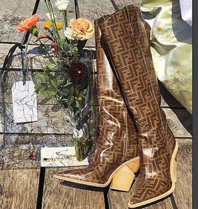 fendi printed cowboy boots