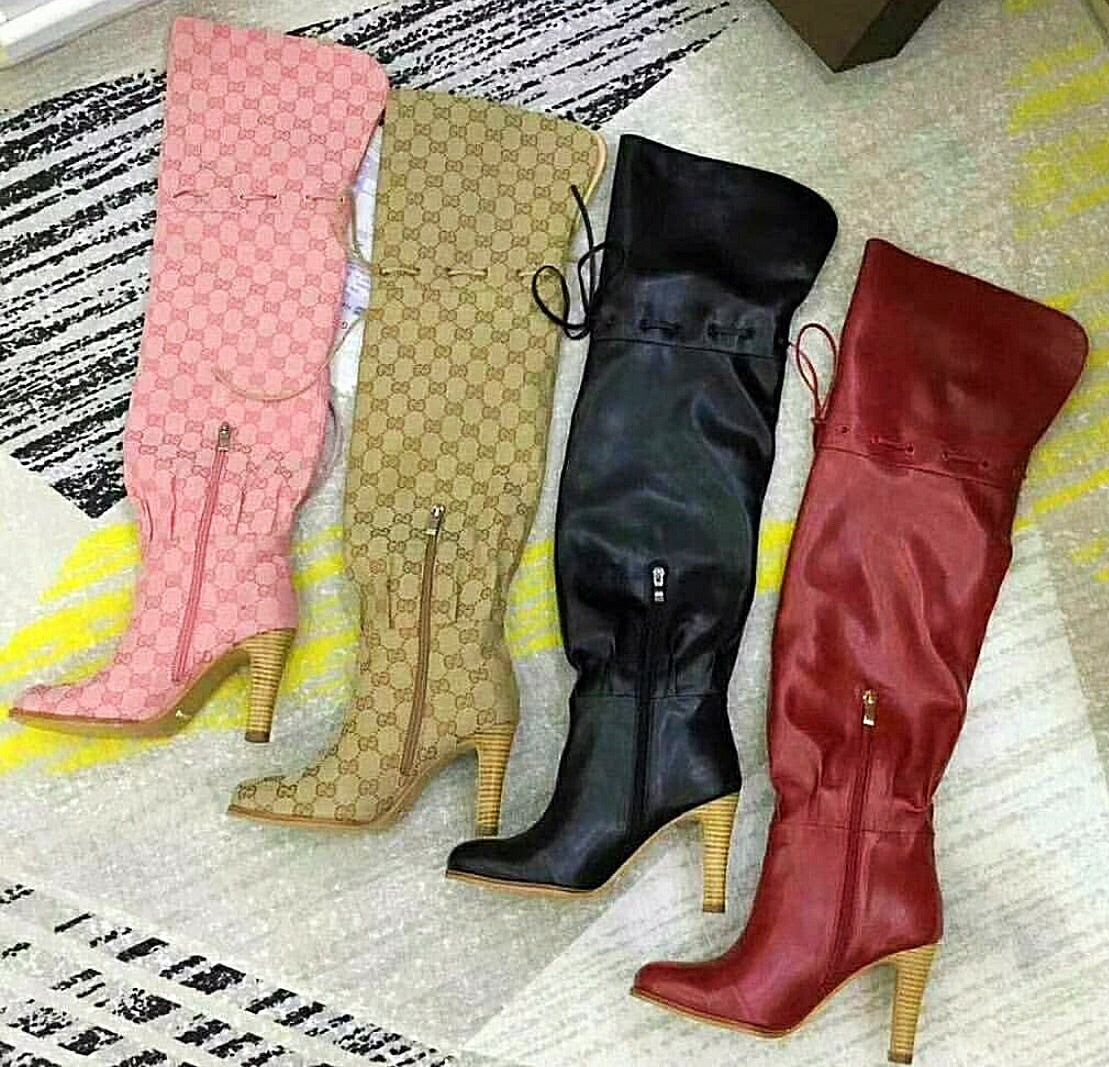 gucci canvas over the knee boots