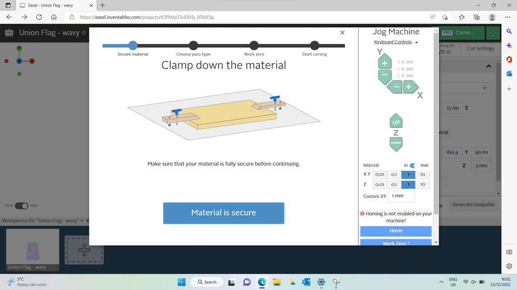 Start-carve-process-clamp-material