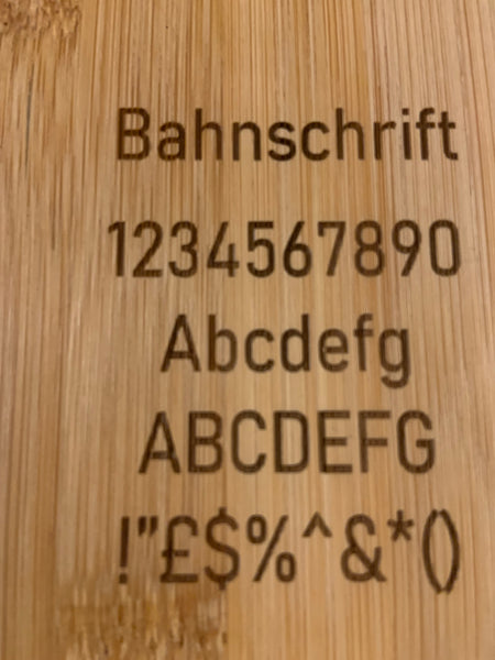 Bahnschrift-text-test-on-Mandrill-with-40w-laser