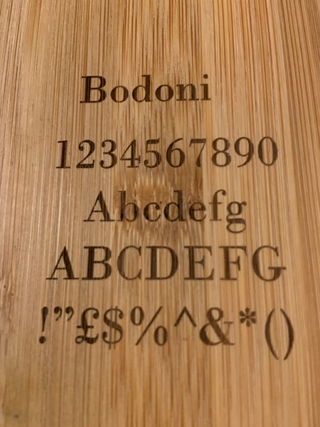 Bodoni-text-test-on-Mandrill-with-40w-laser