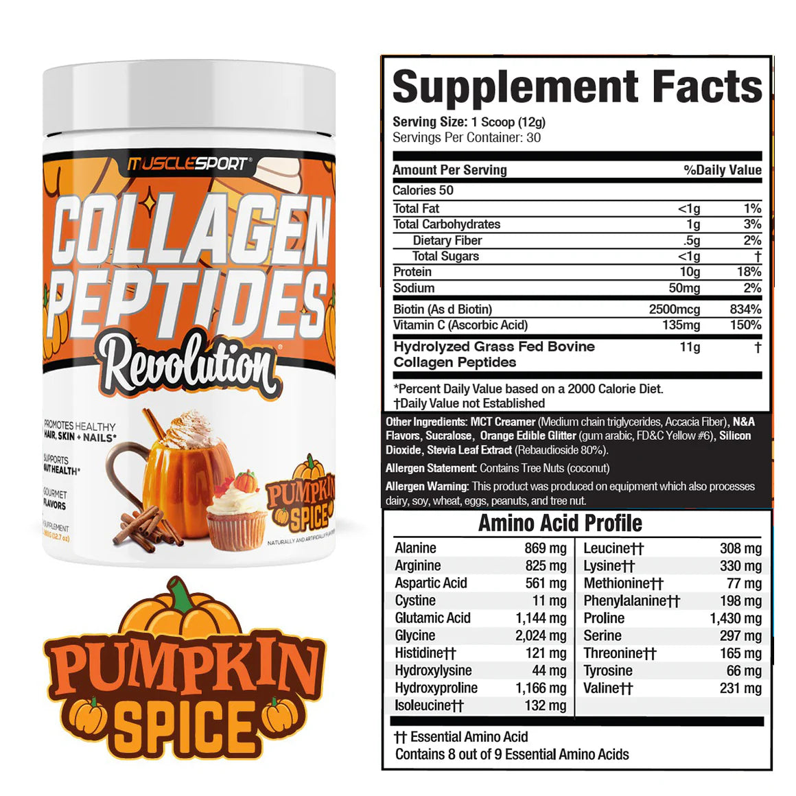 MuscleSport Collagen Peptides 30srv - Nutrition Faktory 