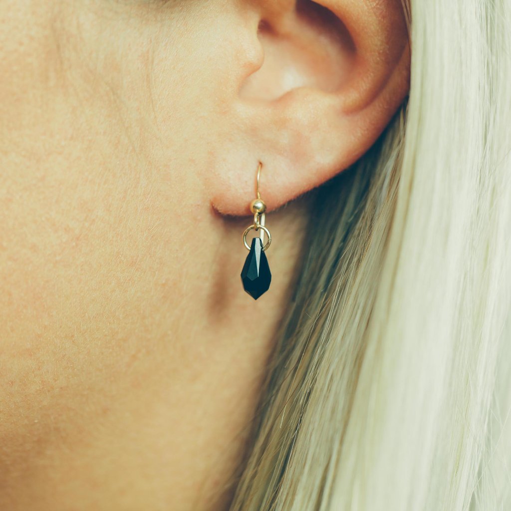 Black Crystal Drop Earrings 