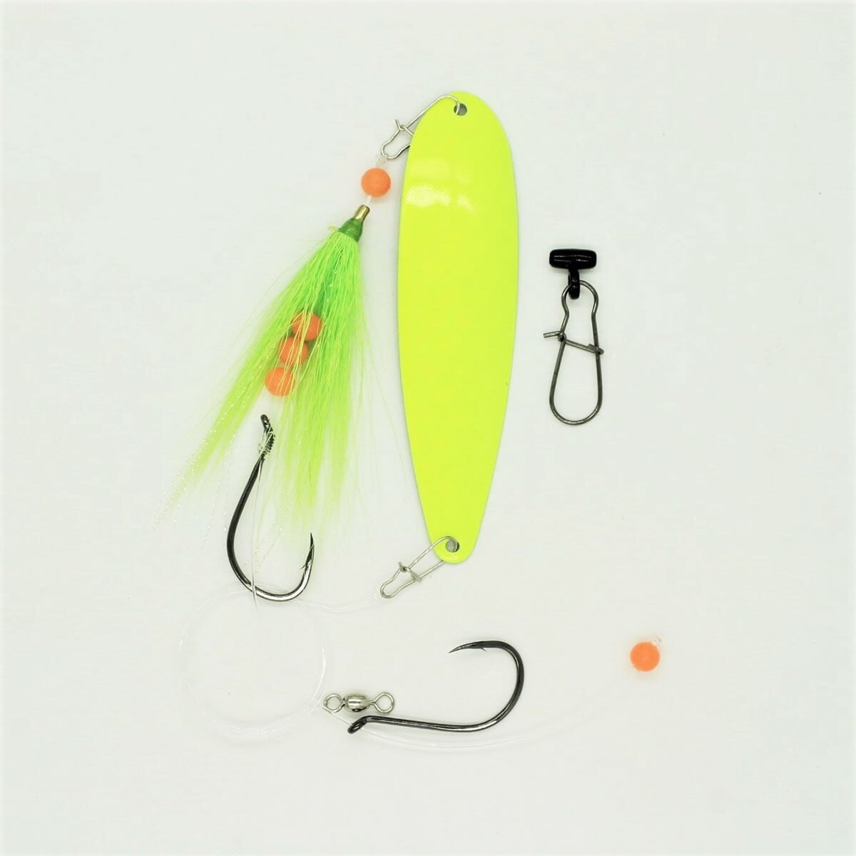 SeaSnare - Fluke Pro - Original Fish Finder Sliding Bottom Hook Spoon Rig Nantucket Series Chartreuse Glow / Chartreuse Teaser / 5/0