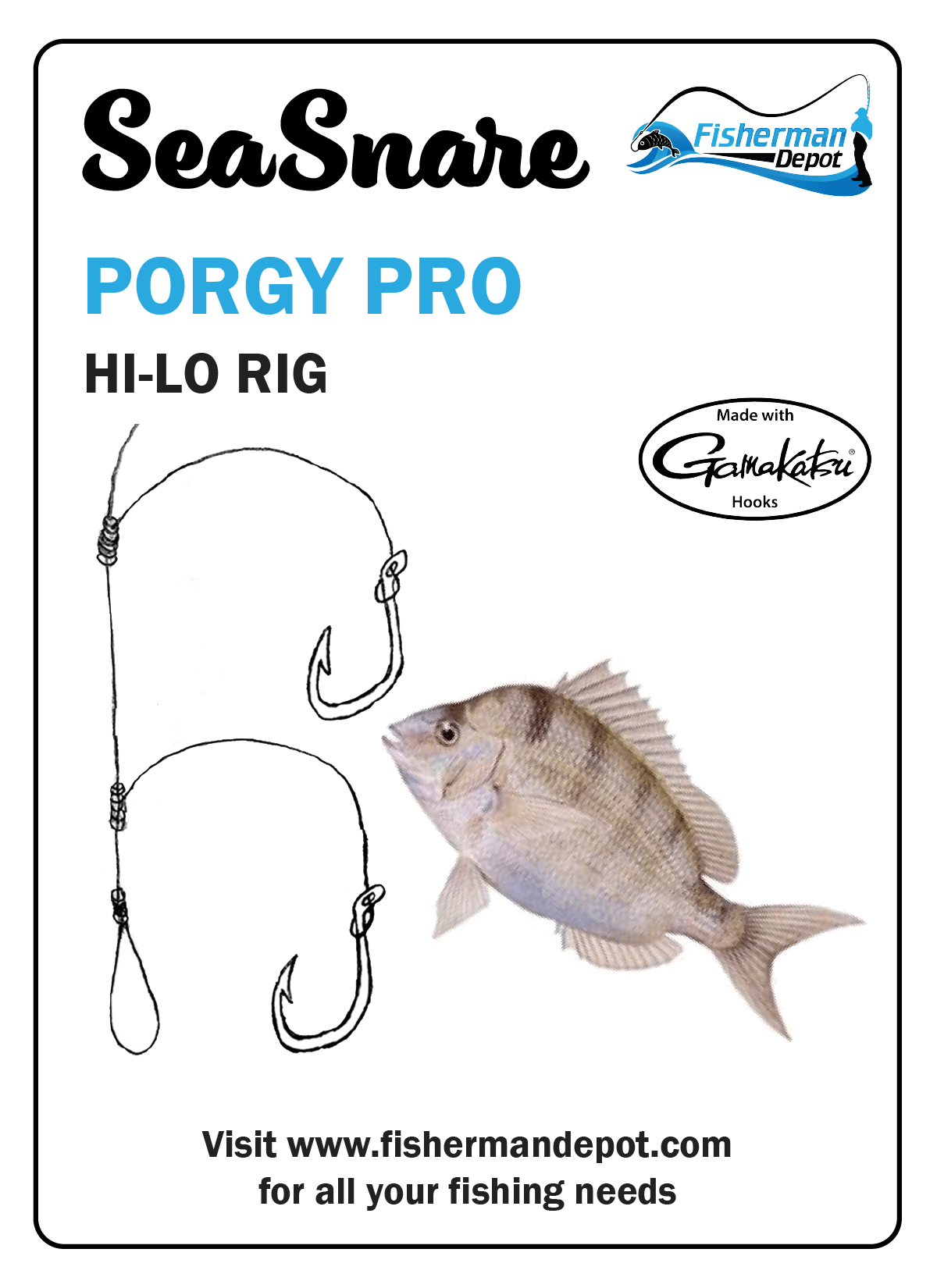 SeaSnare - Porgy Pro 3-Drop Rig 3 / Pack / Gamakatsu / 1/0 Hook