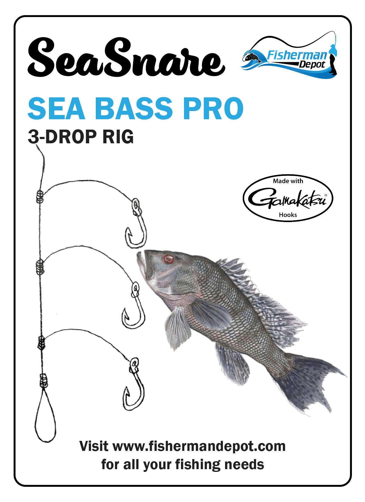 SeaSnare Fluke Pro - Original 3-Way Swivel Sliding Bottom Hook