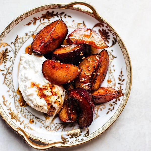 Glazed and Spiced Plum Dessert with Fall Flavors for Thanksgiving Dinner