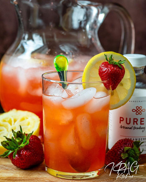Strawberry Lemonade Spritzer Mocktail Non-alcoholic drink for Summer