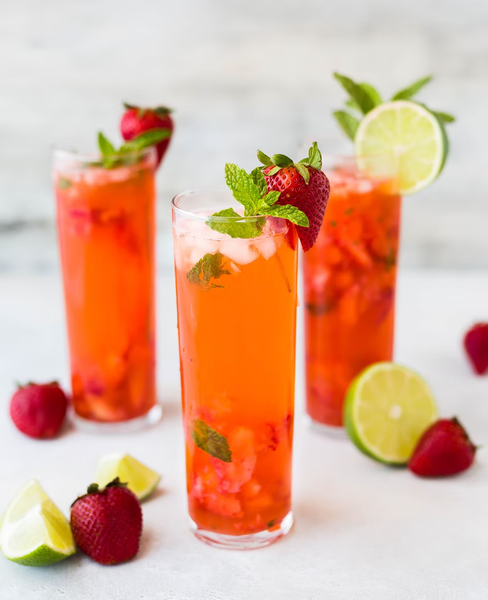 Simple Strawberry Lemon Lime Mint Mocktail Non-alcoholic