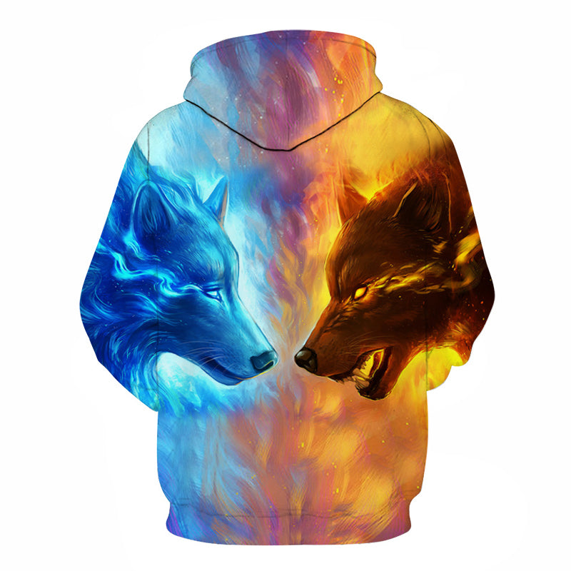 fire and ice wolf hoodie