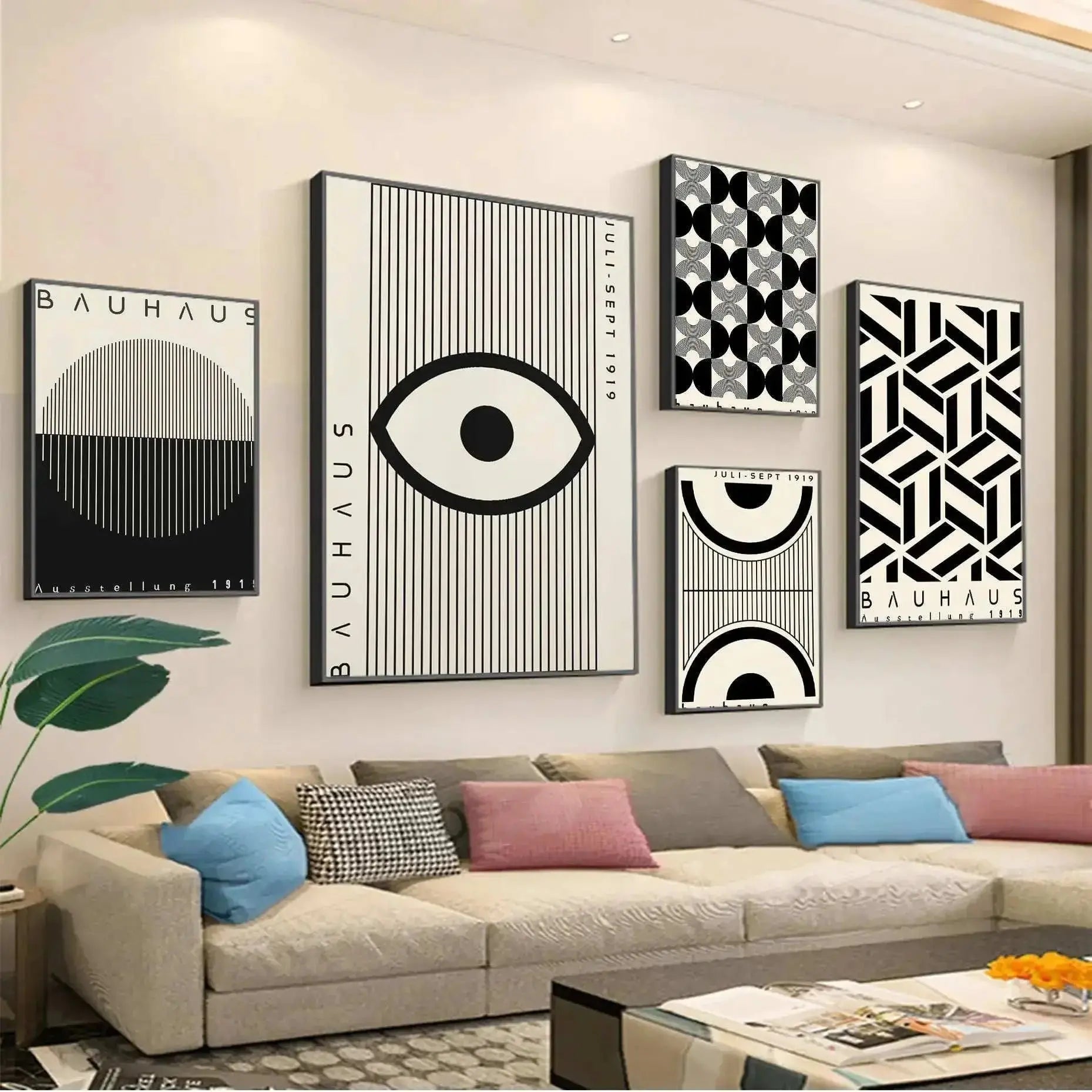 Modernist Vision: Bauhaus Black Eye & Stripe Line Canvas Prints - Mystic Soul Jewelry