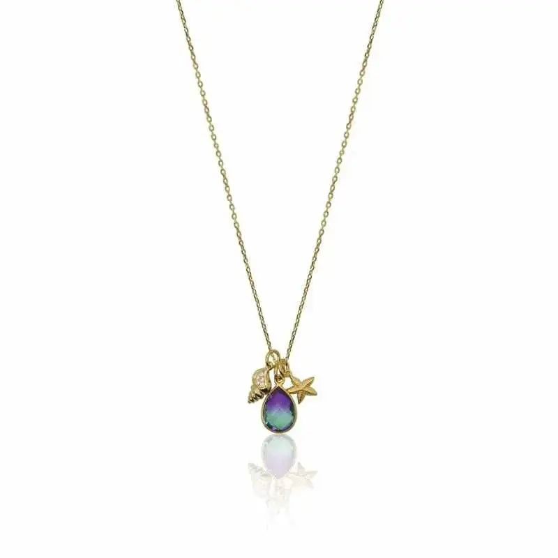 Peacock Aura Starfish Charm Necklace - Mystic Soul Jewelry