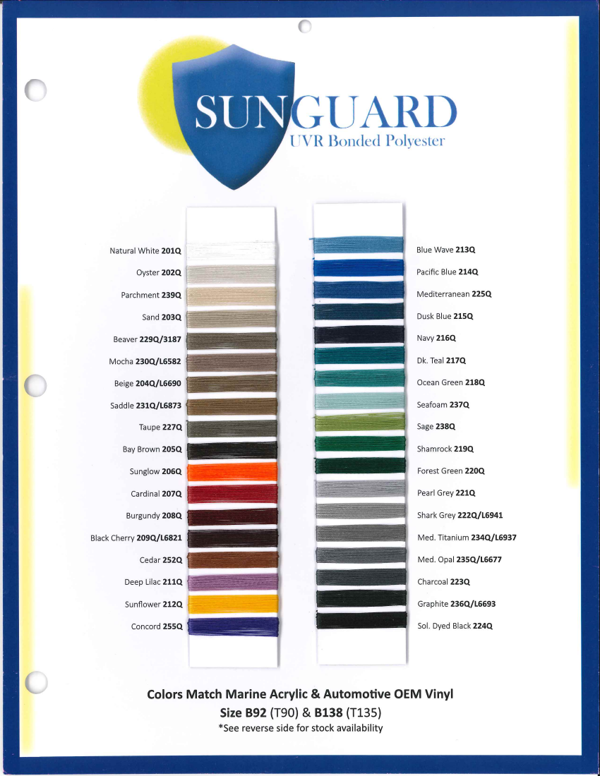 92 Sunguard Polyester bonded bobbins –