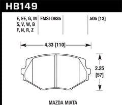 Hawk 1994-1997 Mazda Miata HPS 5.0 Front Brake Pads