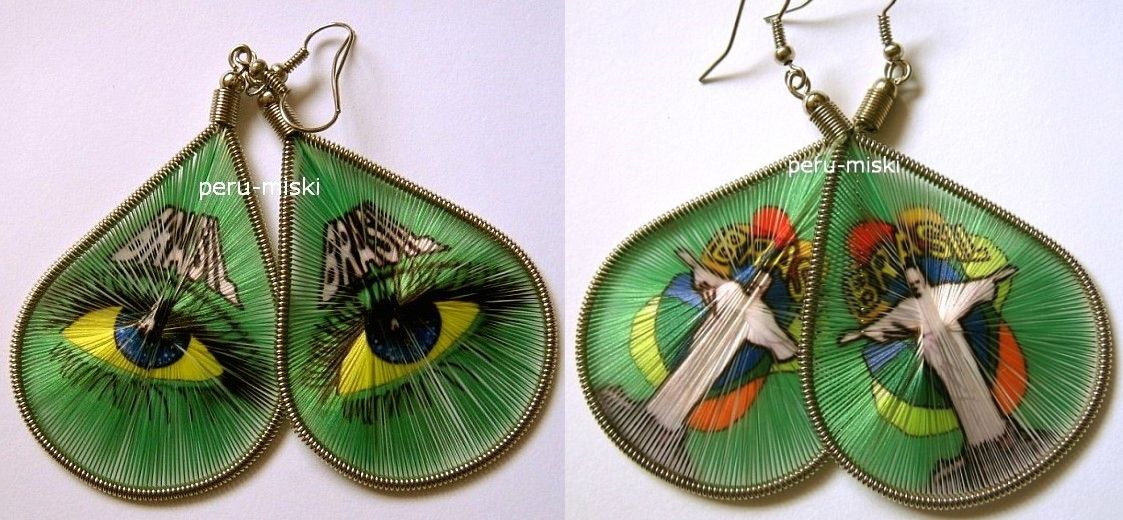 Thread Earrings, Stamped, Brasil, Brazil design