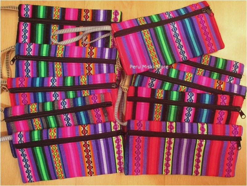 Pencil cases in peruvian manta, bright colors