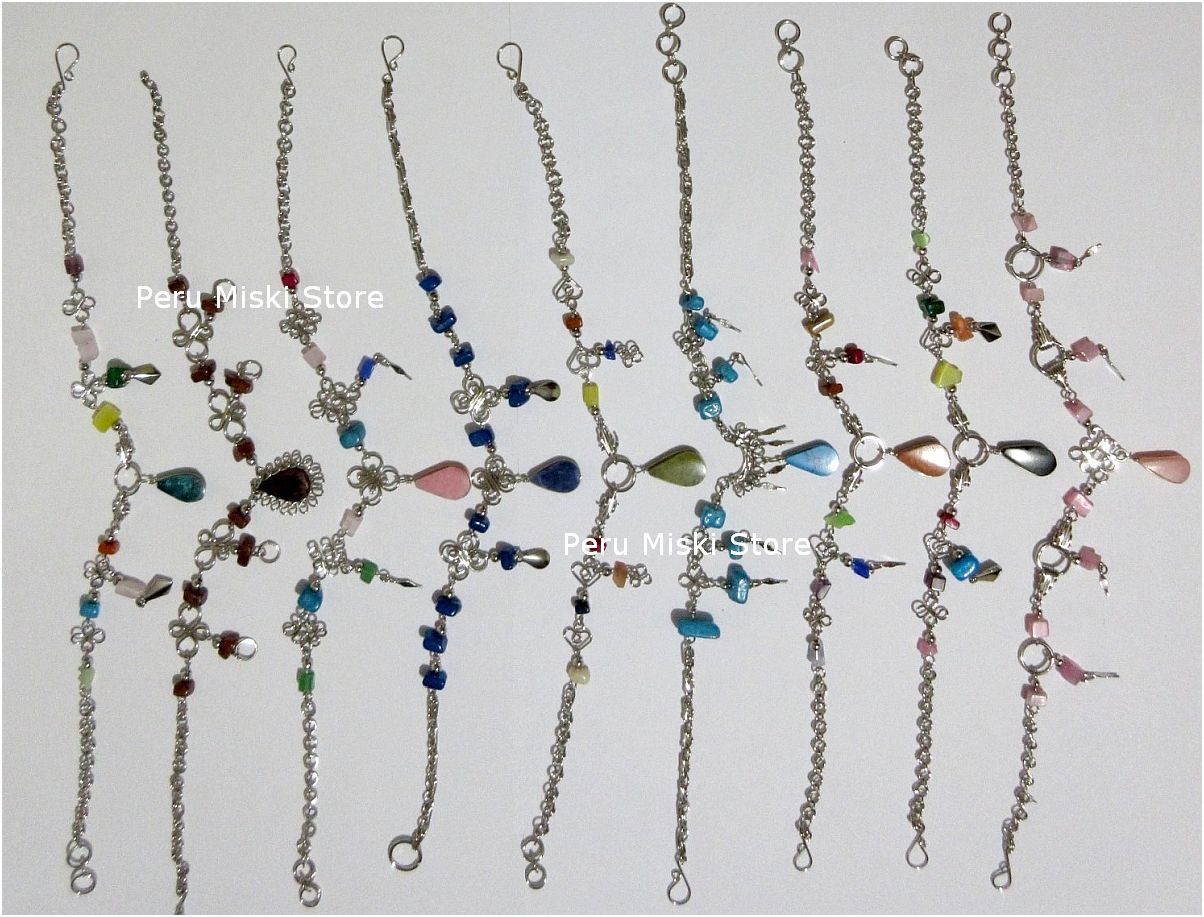 Anklets, Handcrafted in Alpaca Silver and Stone beads