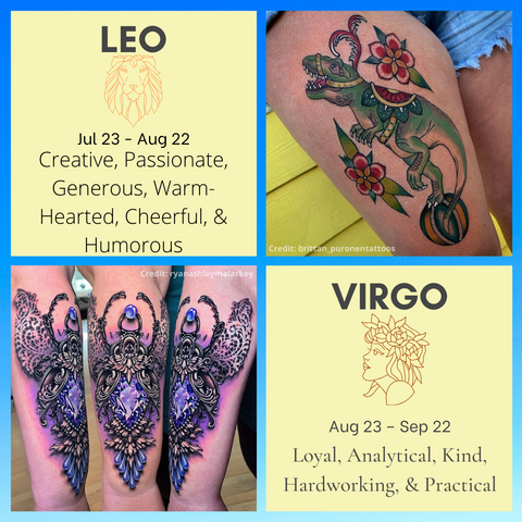 Zodiac Sign and Tattoo Designs  Sun Sign Tattoos  Horoscope sign Tattoo  Design