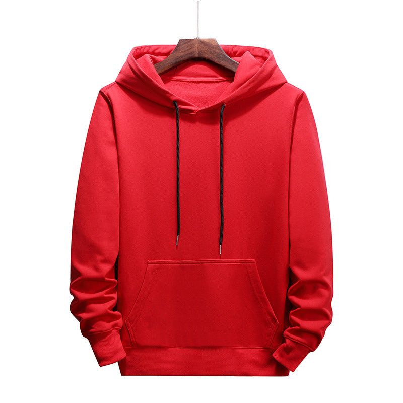 Men's Loose Casual Solid Color Hooded Long-Sleeved Top