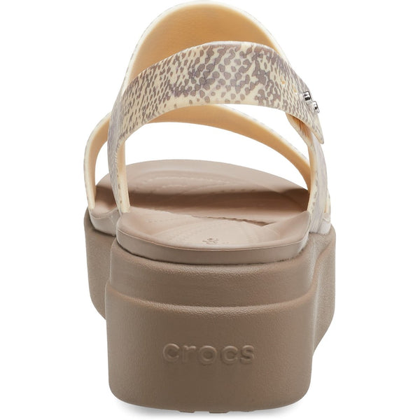 Womens Crocs Brooklyn Snake Low Wedge Tan | Brantano