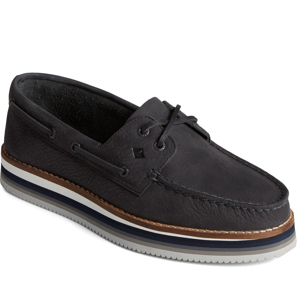 Womens Sperry Authentic Original Stacked Boat Shoe Black | Brantano