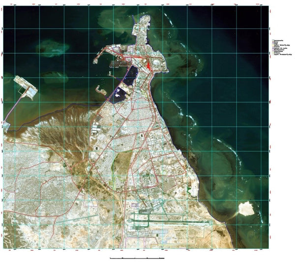 Cartografía sobre ortoimagen con rutas de evacuación hacia el aeropuerto de Djibouti