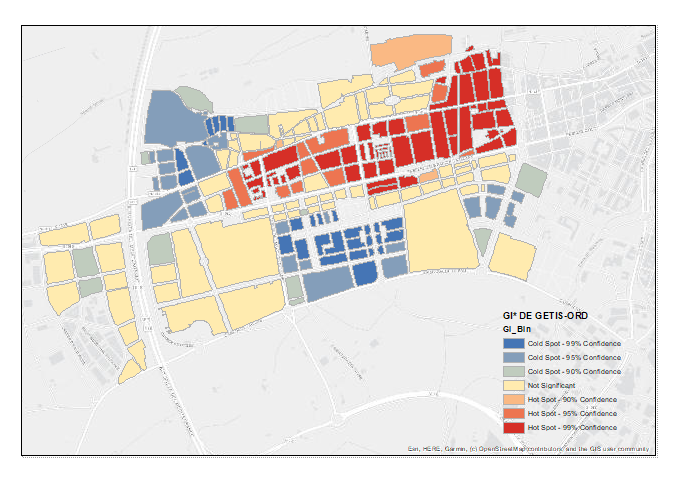 Análisis Gi* de Getis-Ord - análisis criminal de hot spots