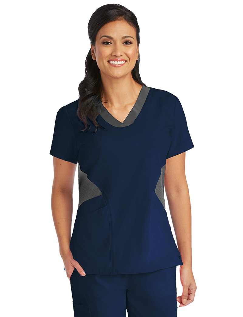 Barco One Clearance Contrast Front Panel Scrub Top - Lydiasuniforms