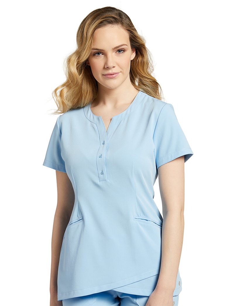 White Cross Marvella Asymmetrical Henley Scrub Top - Lydiasuniforms