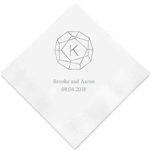 Gemstone Initial Printed Paper Napkins