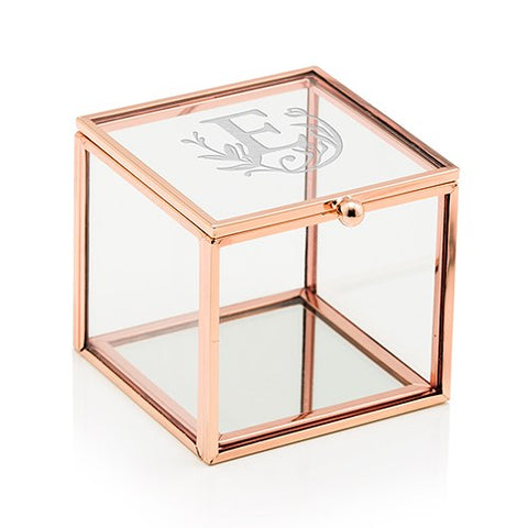 Glass and Rose Gold Square Box - Fairytale Monogram