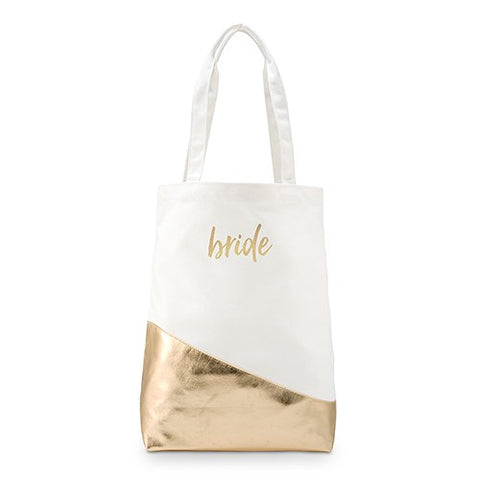 Large Canvas Tote Bag with Gold Accent