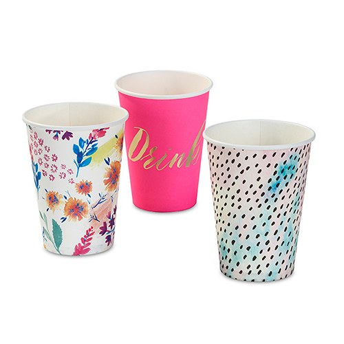 Neon Floral Paper Cup Set