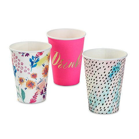 Neon Floral Paper Cup Set