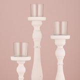 Shabby Chic White Candle Holder Set