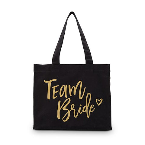 Team Bride Black Canvas Mini Tote Bag