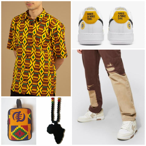 featuring Adina Kente African Print Button Up Shirt