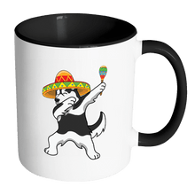 Load image into Gallery viewer, RobustCreative-Dabbing Siberian Husky Dog in Sombrero - Cinco De Mayo Mexican Fiesta - Dab Dance Mexico Party - 11oz Black &amp; White Funny Coffee Mug Women Men Friends Gift ~ Both Sides Printed
